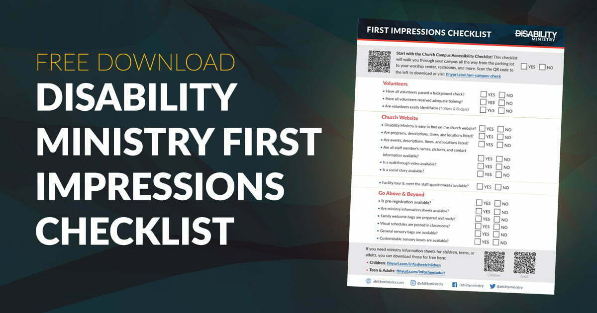 First Impressions Checklist for Disability Ministries