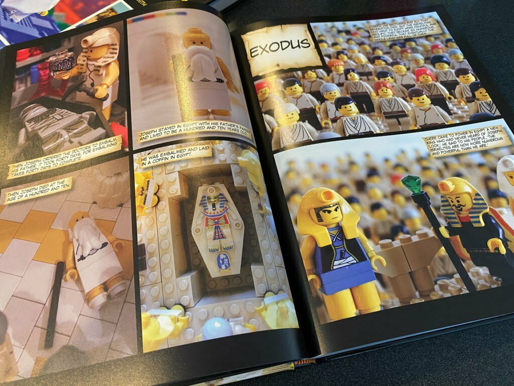 A captivating lego book showcasing impressive pictures of people and legos.