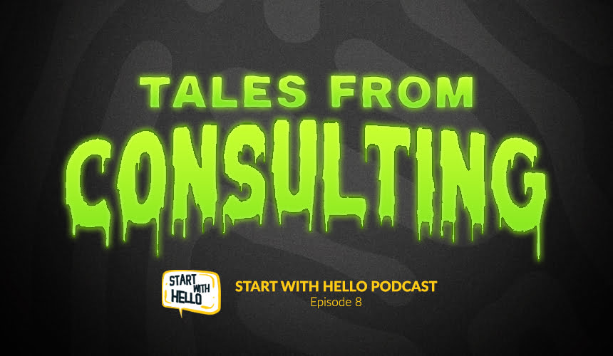 Tales from Consulting, in bright green slime font.