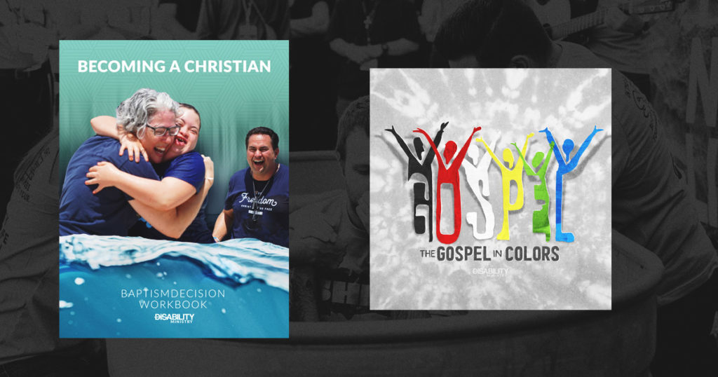 The cover of the Becoming a Christian: Baptism Decision Workbook and the cover of The Gospel in Colors curriculum series.