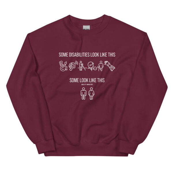 Unisex Crew Neck Sweatshirt Maroon Front 67bce136173a6.jpg