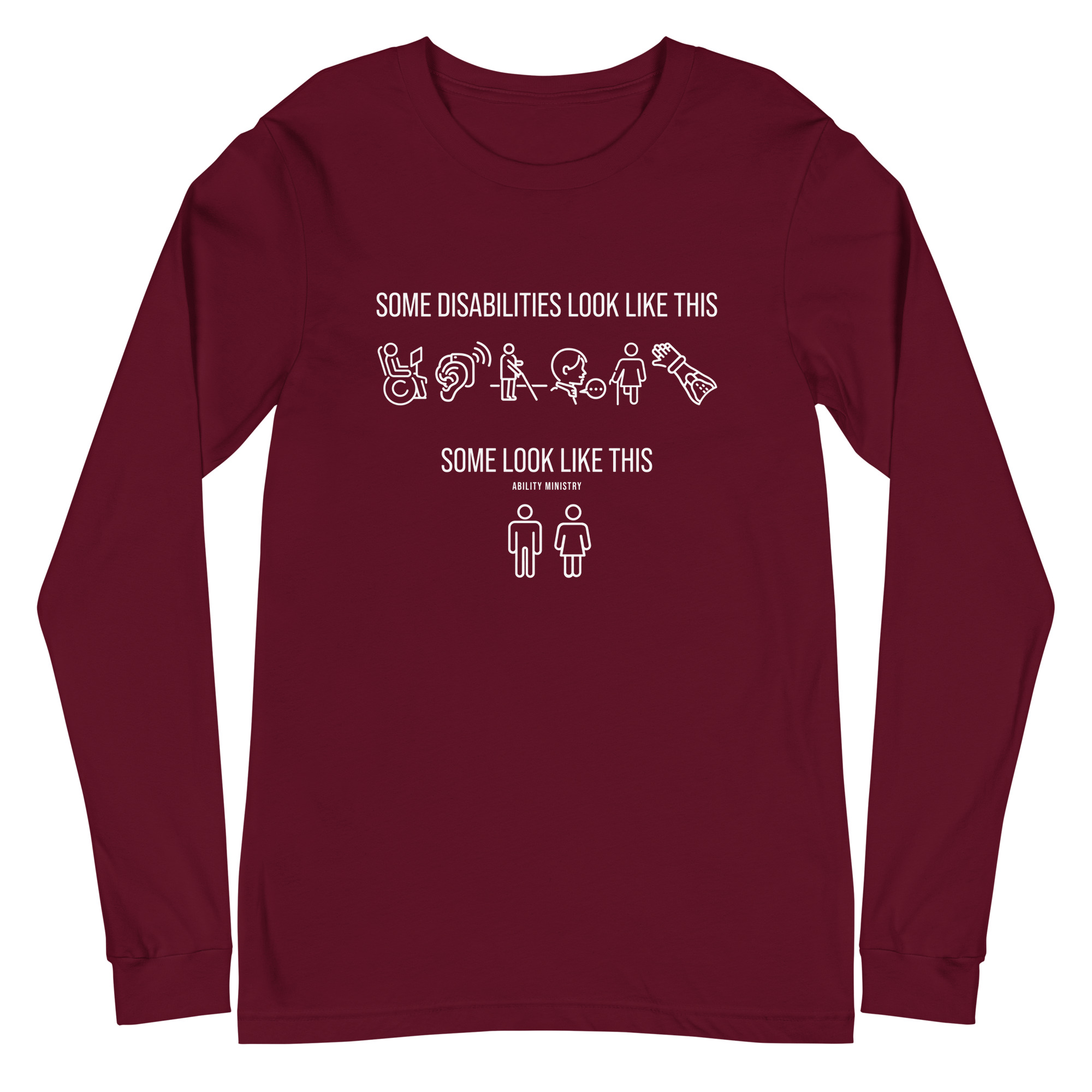 Unisex Long Sleeve Tee Maroon Front 67bcdf2127d28.jpg