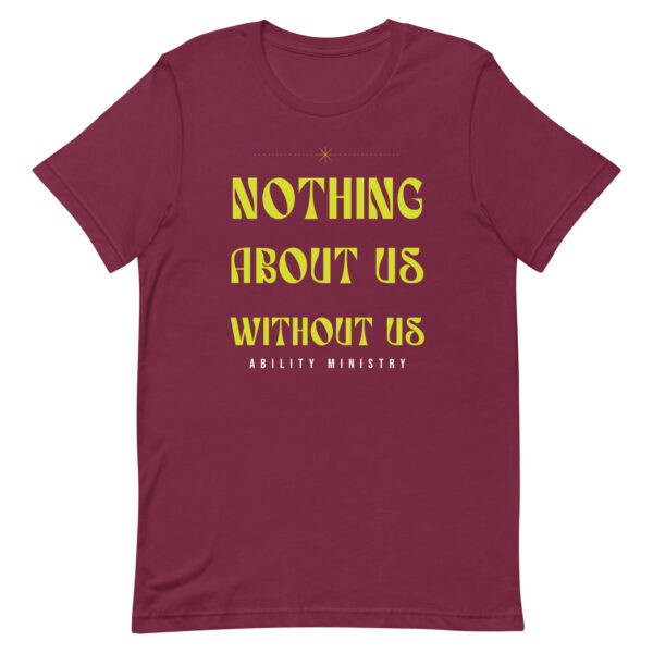 Unisex Staple T Shirt Maroon Front 67b661724294d.jpg